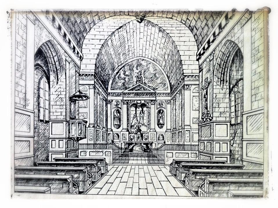 L'intérieur de l'ancienne église Saint-Pierre (milieu XIXème siècle)