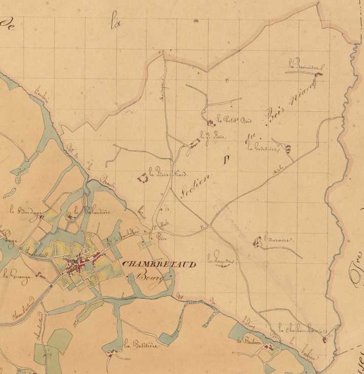 Les 8 villages sur le cadastre de Chambretaud