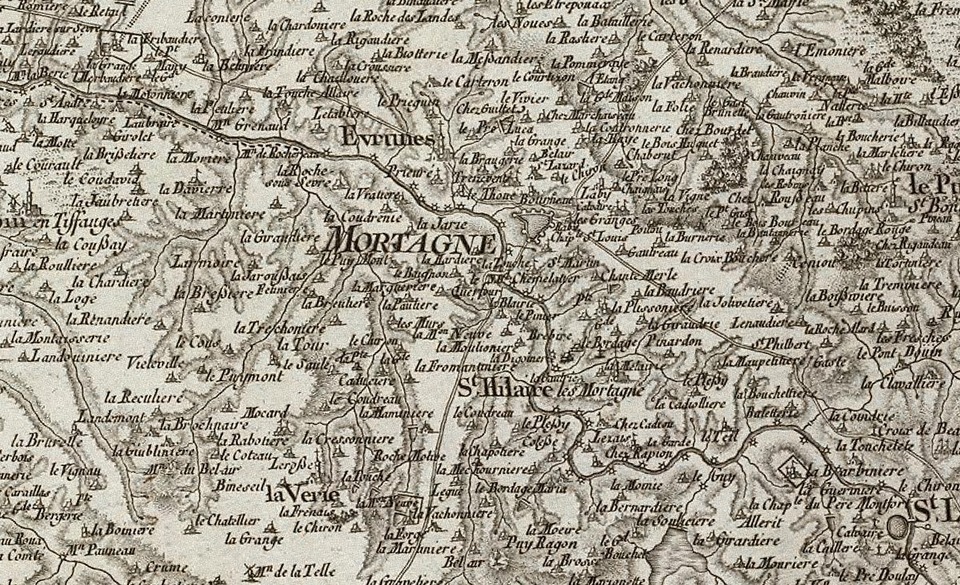 La région de Mortagne sur la carte de Cassini (XVIIIe siècle)