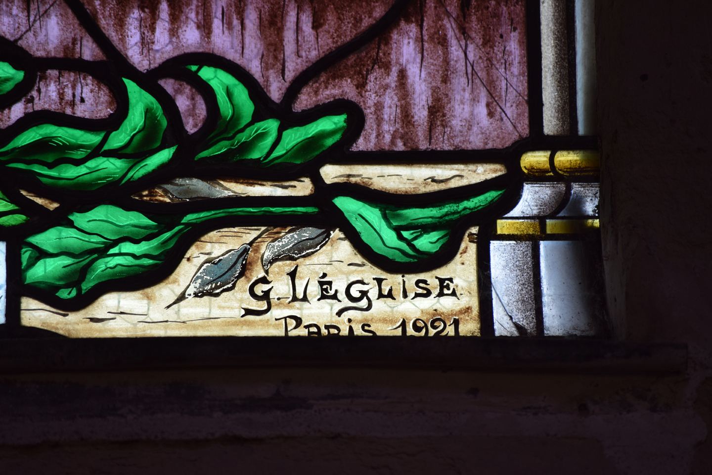 La signature du maître verrier, Gabriel Léglise