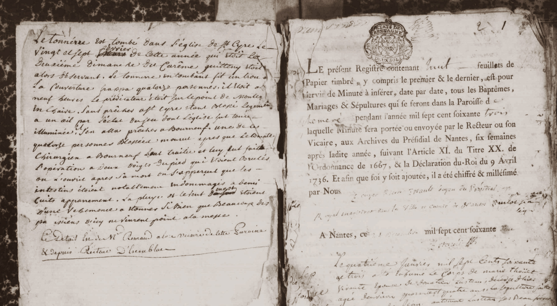 Registre paroissial de Chéméré, 1763 (A.D. 44)